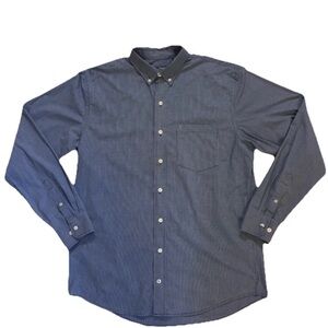 Izod Button Down Shirt Men’s Blue White Plaid Long Sleeve Size LT Casual